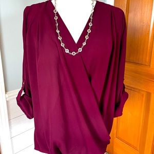 Red Lolly Size M Crossover, Sheer Draped Blouse